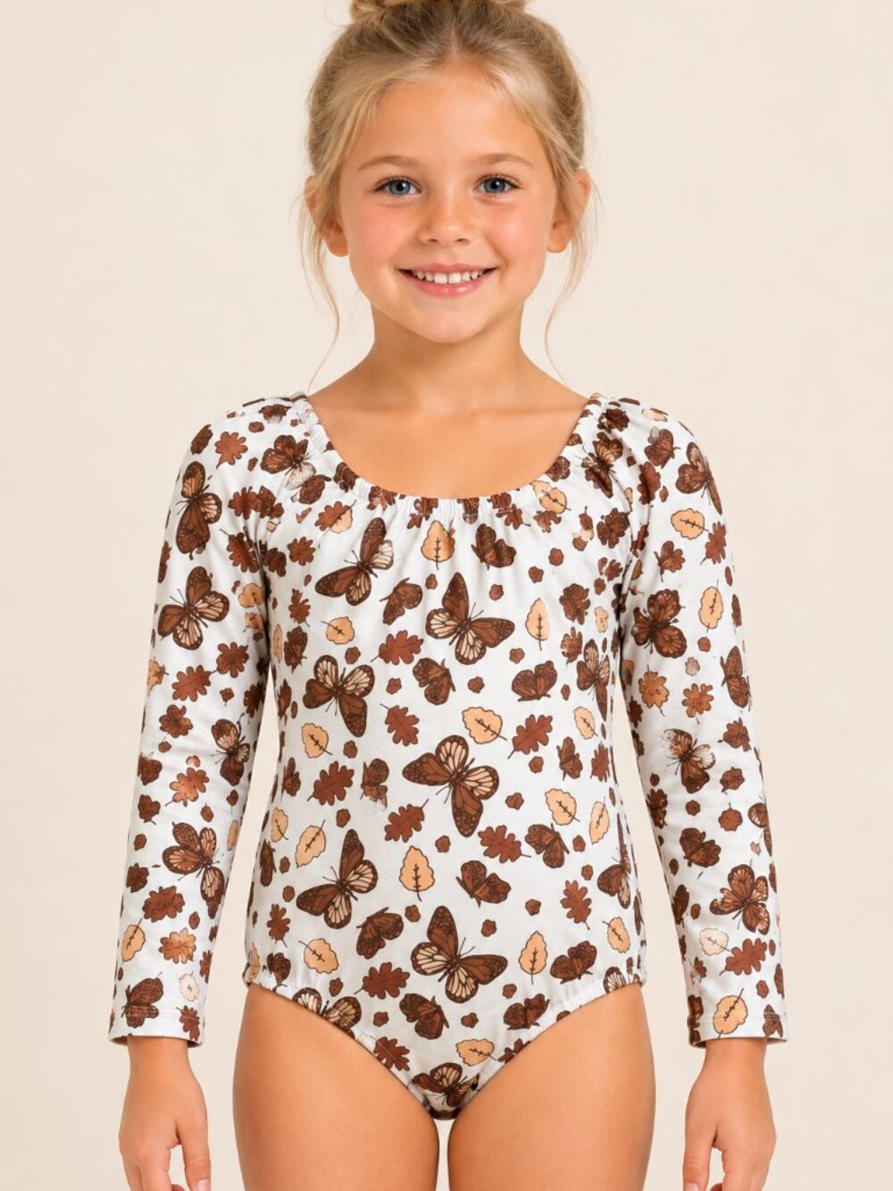 Karolina and Sophia Butterfly Print Dance Leotard Fall Colors Size 7-8 NEW